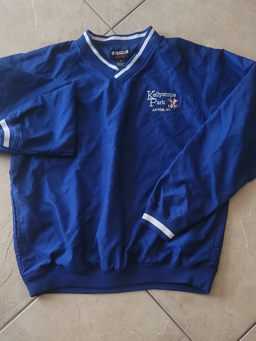 Embroidered Blue Sweatshirt Embroide red Emblem Windbreaker SZ M